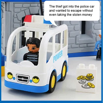 36PCS Diy Big Size Building Blocks Sets Police Car Of City Police-station jest kompatybilny z duplo Educational toys prezenty dla dzieci