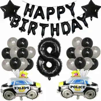 38 szt./kpl. kreskówka samochód balony Inżynierii samochód policja cartrain folia balon chłopcy dekoracje urodzinowe dla dzieci pokój balon