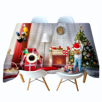 3D Christmas obrus skarpetki i prezent złoty balon dekoracji drewna prostokątna/okrągły obrus gruba, bawełniana czapka ręcznik