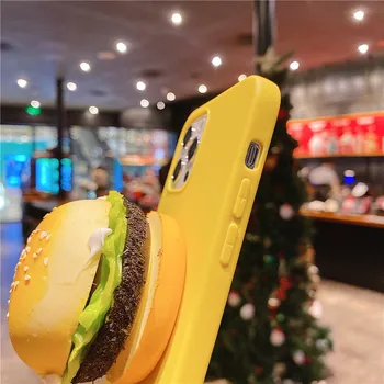 3D Funny yummy food hamburger sandwich donuts etui dla iPhone 12 11 Pro mini max 5 SE 6 7 8 Plus XR, XS MAX X miękka silikonowa pokrywa