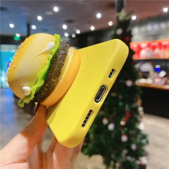 3D Funny yummy food hamburger sandwich donuts etui dla iPhone 12 11 Pro mini max 5 SE 6 7 8 Plus XR, XS MAX X miękka silikonowa pokrywa