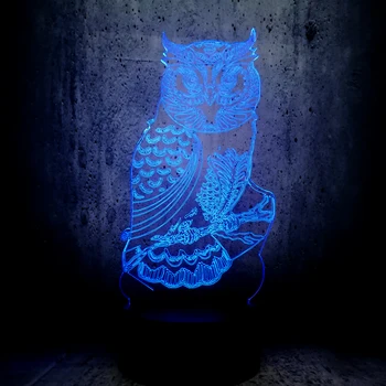 3D lampa zwierzę sowa wystrój oszczędny lampka nocna LED kolorowy gradient atmosfera Urodziny, Nowy rok fajne sowa lampy nocne lawa