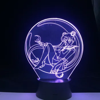 3D Led anime Sailor Moon rysunek nocne światła manga biurko lampa kreskówka dla domowego wystroju sypialni dla dzieci prezent 16 kolorów