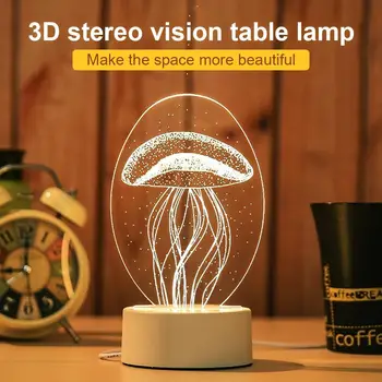 3D led downlight kreatywne Urodziny łoś jeleń Meduza 3D led lampki nocne nowość iluzja lampa do domu światło dekoracyjne