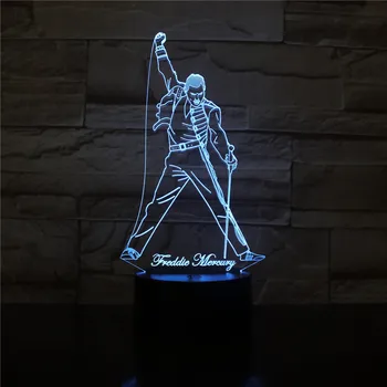 3D LED Night Light lampa brytyjski wokalista Freddie Mercury rysunek lampka do biura dekoracji domu Najlepsi fani prezent dropshipping
