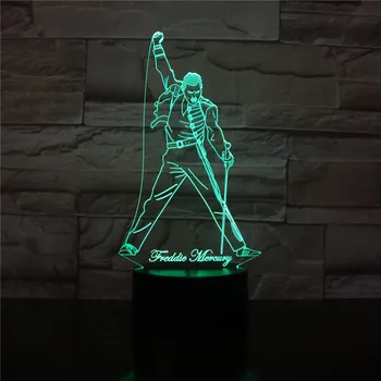 3D LED Night Light lampa brytyjski wokalista Freddie Mercury rysunek lampka do biura dekoracji domu Najlepsi fani prezent dropshipping