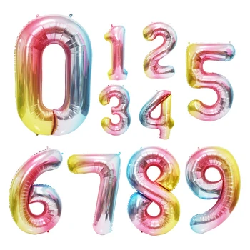 3szt 40 cali ogromny urodziny balony Tęcza kolor folii liczba balonów z urodziny balony baby shower ozdoby Air Globos
