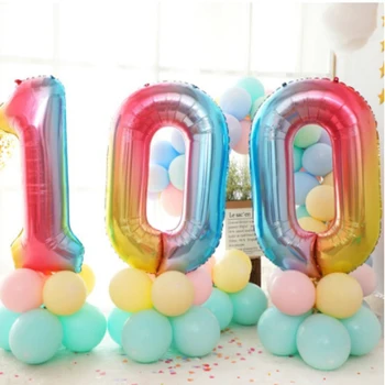 3szt 40 cali ogromny urodziny balony Tęcza kolor folii liczba balonów z urodziny balony baby shower ozdoby Air Globos