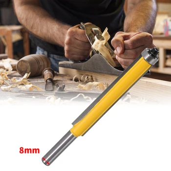 3szt obróbki drewna narzędzia tnące równo wykończenie frezy z trzpieniem 8 mm długi prosty frez do drewna cięcia drewnianych narzędzi
