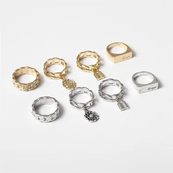 4 szt./kpl. Kryształ nieskończoność pierścienie zestaw dla kobiet osobowość zamek kwiat wisiorek obrączki ślubne biżuteria 2020 nowy