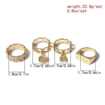 4 szt./kpl. Kryształ nieskończoność pierścienie zestaw dla kobiet osobowość zamek kwiat wisiorek obrączki ślubne biżuteria 2020 nowy