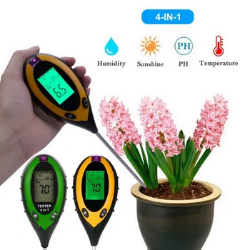 4-w-1 gleby ph-metr cyfrowy Wilgotność gleby/światło/temperatura/ph-tester narzędzia ogrodowe z podświetleniem
