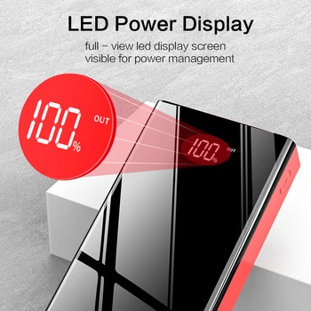 40000mAh Power Bank szybkie ładowanie Powerbank LED Display 4 Usb PoverBank przenośna zewnętrzna ładowarka do wszystkich telefonów, tabletów