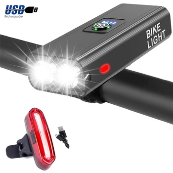 4000mAh rowerowa reflektor 1200LM USB akumulator MTB 2T6 rowerowa światło z tylnym światłem 3 tryby reflektory led do jazdy na rowerze