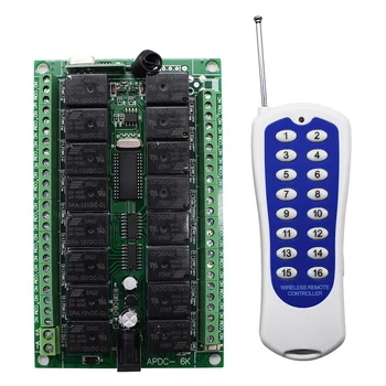 433MHz DC 12V/24V 16CH channel wireless remote control transmitter and 16-channel receiver
