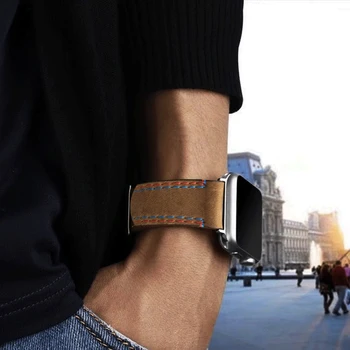 44 mm 40 mm pasek do zegarka Apple Watch Series 5 4 3 2 1 wysokiej jakości pasek z prawdziwej skóry dla Apple Watch bransoletka do godzin 42 mm