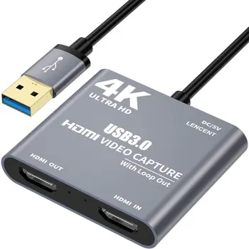 4K 1080P USB 3.0 to HDMI Audio Video Game Capture Card With Loop Out Full 1080p 60 Record Via DSLR Camcorder