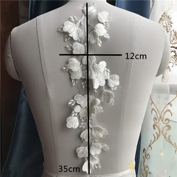 4Pieces/2Pair 3D Koronki patch wodorozcieńczalny suknia ślubna suknia ślubna akcesoria biały czerwony koronkowe kwiaty RS979