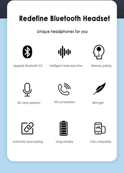 5.0 Bluetooth, słuchawki Bezprzewodowe sterowanie dotykowe wodoodporne słuchawki Bluetooth 9D stereo muzyczne słuchawki 2020 nowy