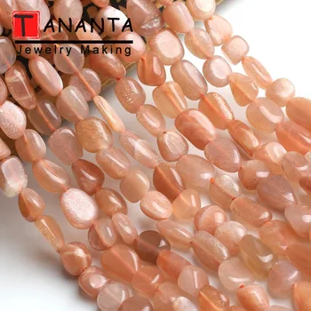 5-8 mm nieregularne Sunstone temat przekładki, koraliki kamień naturalny do produkcji biżuterii Fit Diy bransoletka naszyjnik Perles 15 cali sprzedaż Hurtowa