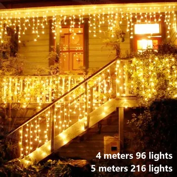 5 m Świąteczna girlanda LED kurtyna sopel smyczki światła zwisają 0.6-0.8 m AC220V ogród ulica dekoracyjne na zewnątrz święto Wspaniałe światło