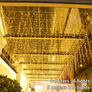 5 m Świąteczna girlanda LED kurtyna sopel smyczki światła zwisają 0.6-0.8 m AC220V ogród ulica dekoracyjne na zewnątrz święto Wspaniałe światło
