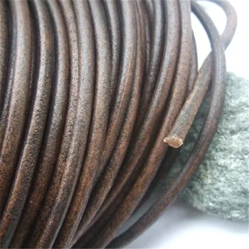 5 metrów, ciemny brązowy prawdziwy prawdziwy miękki okrągły skórzany przewód do budowy naszyjnik DIY Fashion Jewelry wnioski 5 mm okrągły