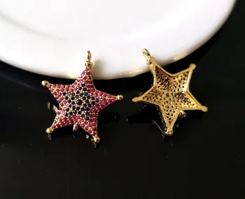 5 szt CZ Cyrkon mikro utorować złącze turecki styl gwiazda podwójna kaucja Urok DIY bransoletka biżuteria Wyszukiwanie CT183