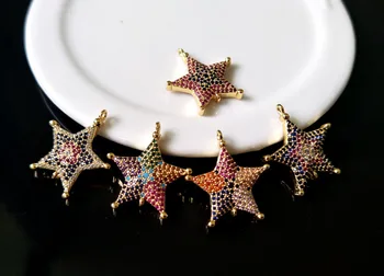 5 szt CZ Cyrkon mikro utorować złącze turecki styl gwiazda podwójna kaucja Urok DIY bransoletka biżuteria Wyszukiwanie CT183