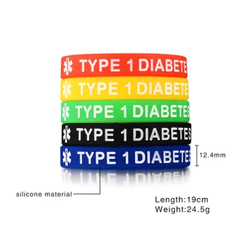 5 szt guma silikonowa cukrzyca typu 1 alarm medyczny ID bransoletka awaryjny bransoletka 5 kolorów
