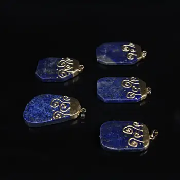 5 szt./lot,naturalny Lapis lazuli o nieregularnym kształcie elektryczna wisiorek,bez leczenia niebieski Lapis lazuli płaski kawałek naturalna miedź wisiorek naszyjnik biżuteria