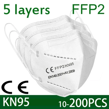 50 sztuk wielokrotnego użytku maski KN95 ce certyfikowane maski ochronne FFP2 5 warstw maski KN95 dorosły ponownie używany маскерин