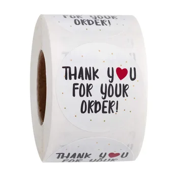 500 sztuk okrągłych naklejek Dziękuję za zamówienie Roll Love White Label Handmade Sticker Packaging Gift Seal Label Packaging Tool