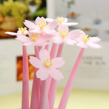 50szt nowy miękki kwiat żel pen twórcze biurowe piękne wiśniowe kwiaty uchwyt dziewczyna serce serii Kawaii przybory szkolne