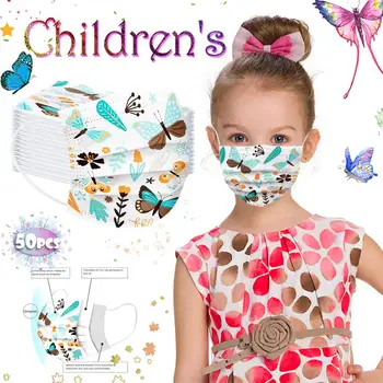 50szt plac jednorazowa maska motyl papierowa Maska dziecko dzieci maski do twarzy 3 warstwy moda Mascarillas maska ochronna do ust
