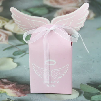 50szt różowy dziecko anioł cukierki pudełko rzecz i pudełka z taśmą Baby Shower DIY dla dzieci Urodziny przyjęcie Świąteczne ozdoby