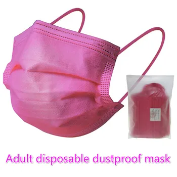 50szt/worek różowo-czerwona jednorazowa maska dla dorosłych, zestaw ochrony filtr, trójwarstwowa oddychająca stopiona tkaniny z ушным szydełku maska dla dorosłych