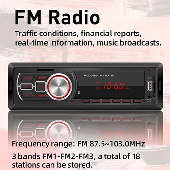 5209E Single 1-DIN Car Radio Bluetooth, AUX-in TF Card U Disk Auto Stereo Multimedia Audio MP3 Player Head Unit