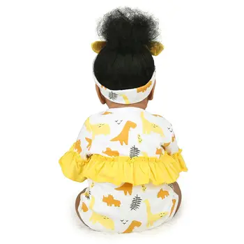 55 cm afroamerykanin Reborn Baby Doll Boneca Africana Bebes Reborn De Silicone Inteiro Real Menino Doll Juguetes dla dziewczyny prezent