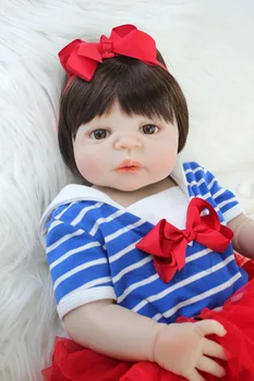 55 cm pełna Silikon Reborn Baby Doll Toy winylu noworodka niemowlaki Księżniczka dziewczyna Bonecas Bebe Alive do kąpieli zabawki maluch piękny prezent na Urodziny