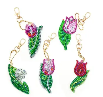 5D DIY Full Special Kształcie Diamond Painting Keychain Animal Diamond Embroidery Key Ring Craft Women Bag KeyChain