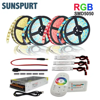 5M-30M SMD 5050 RGBW RGBWW Flexible LED Strip Set With 2.4 G RF Touch Remote Controller+12V Power Supply Adapter+Amplifier Indoor