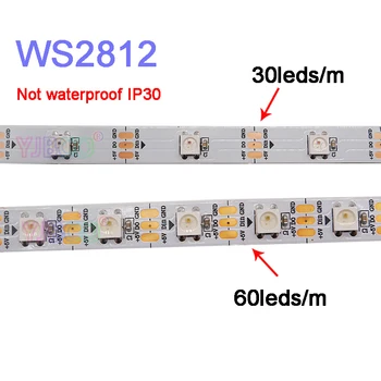 5m/lot WS2812B Smart led pixel strip;DC5V 30/60 pikseli/led/m;WS2812 IC;WS2812B/m, IP30/IP65/IP67,czarny/biały PCB