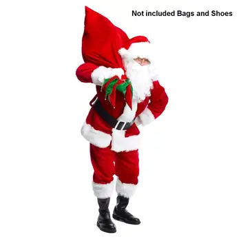 5szt Święty Mikołaj, Santa Claus kostium Kostium cosplay Mikołaj aksamitny strój w Świątecznym garniturze garnitur poliester aksamit