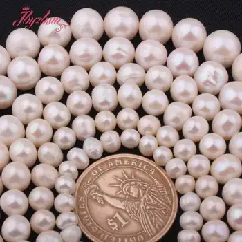 6-7,7-8,8-9 mm Nearround słodkowodne perły biały kamień naturalny koraliki DIY bransoletki naszyjnik biżuteria 14.5