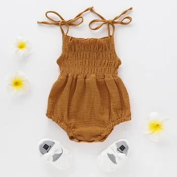 6 kolorów 0-18 m moda gorąca noworodek niemowlę dziecko dziewczynka kombinezon bez rękawów, bawełna pełny kombinezon letni strój zestaw ubrań