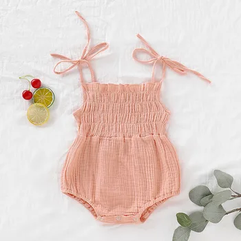 6 kolorów 0-18 m moda gorąca noworodek niemowlę dziecko dziewczynka kombinezon bez rękawów, bawełna pełny kombinezon letni strój zestaw ubrań