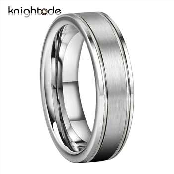 6 mm 8 mm węglik wolframu pierścień podwójny ROWEK pierścionek dla mężczyzn kobiet obrączka wolframu biżuteria prezent matowy płaski pasek
