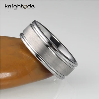6 mm 8 mm węglik wolframu pierścień podwójny ROWEK pierścionek dla mężczyzn kobiet obrączka wolframu biżuteria prezent matowy płaski pasek