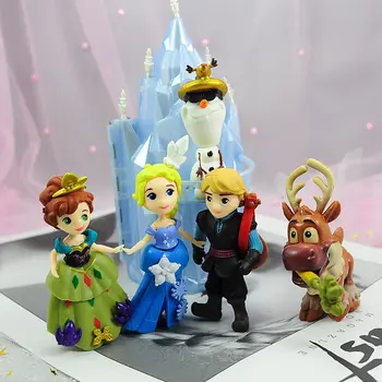 6 szt./kpl. Disney mrożone Księżniczka Anna Elsa Olaf, Sven zamek lodowy pałac tron PVC figurka akcja zabawki model lalki anime Brinquedos
